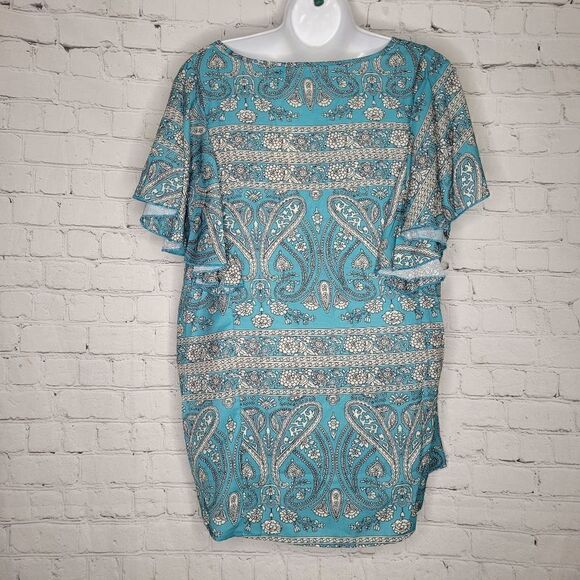 Women's Short Ruffle Sleeve Mandala Top 2XL - Picture 5 of 5